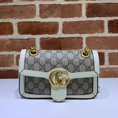 Gucci 2020 GG Marmont  Women Shoulder Bag,23CM - 구찌 2020 GG 마몬트 여성용 숄더백 446744,GUB0951,23CM,브라운화이트