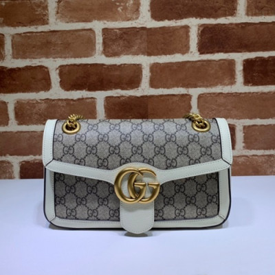 Gucci 2020 GG Marmont  Women Shoulder Bag,26CM - 구찌 2020 GG 마몬트 여성용 숄더백 443497,GUB0953,26CM,브라운화이트