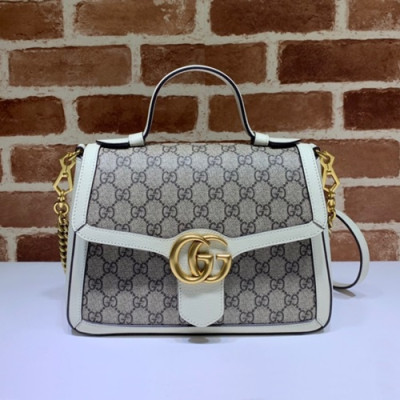 Gucci 2020 GG Marmont Women Top Handle Bag,27CM - 구찌 2020 GG 마몬트 여성용 탑 핸들백 498110,GUB0956,27CM,브라운화이트