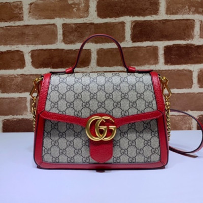 Gucci 2020 GG Marmont Women Top Handle Bag,27CM - 구찌 2020 GG 마몬트 여성용 탑 핸들백 498110,GUB0957,27CM,브라운레드