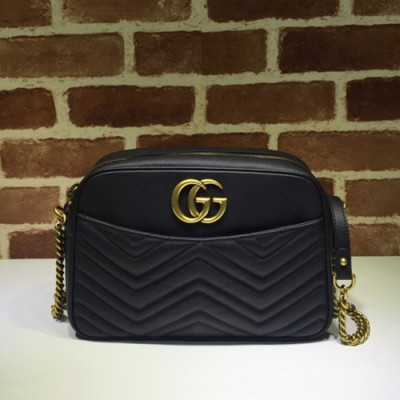 Gucci 2020 GG Marmont Matlase Leather Women Shoulder Bag,28CM - 구찌 2020 GG 마몬트 마틀라세 레더 여성용 숄더백 443499,GUB0962,28CM,블랙