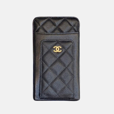 Chanel 2020 Ladies Wallet / Coin Purse / Card Purse / Phone Case - 샤넬 2020 여성용 레더 장지갑  / 동전지갑 / 카드지갑 / 휴대폰 케이스,CHAW0078,18cm.블랙(금장)