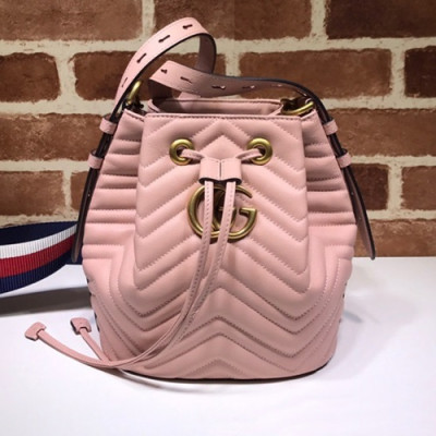 Gucci 2020 Marmont Matlase Women Bucket Bag,21CM - 구찌 2020 마몬트 마틀라세 여성용 버킷백 476674, GUB0978,21CM,핑크