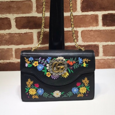 Gucci 2020 Leather Chain Shoulder Bag,22.5CM - 구찌 2020 레더 체인 숄더백 499617,GUB0997,22.5cm,블랙