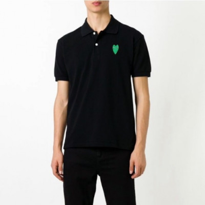 [꼼데가르송]Cdgplay 2020 Mens Heart Cotton Short Sleeved Polo Tshirts - 꼼데가르송 2020 남성 하트 코튼 반팔 폴로티 Cdg0069x.Size(s - xl).블랙