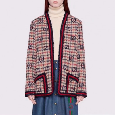 [구찌]Gucci 2020 Womens Trendy V-neck Tweed Cardigan - 구찌 2020 여성 드렌디 브이넥 트위드 가디건 Guc02390x.Size(s - l).레드