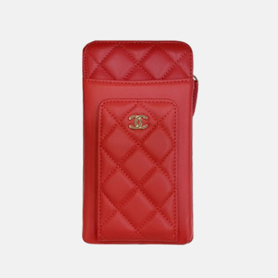 Chanel 2020 Ladies Wallet / Coin Purse / Card Purse / Phone Case - 샤넬 2020 여성용 레더 장지갑  / 동전지갑 / 카드지갑 / 휴대폰 케이스,CHAW0082,18cm.레드(금장)