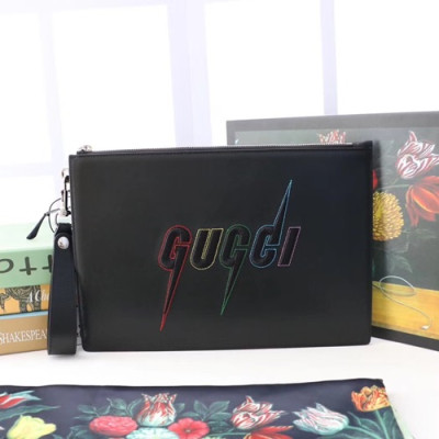 Gucci 2020 Mm /Wm Leather Clutch Bag ,30CM - 구찌 2020 남여공용 레더 클러치백 597678,GUB1010,30cm,블랙