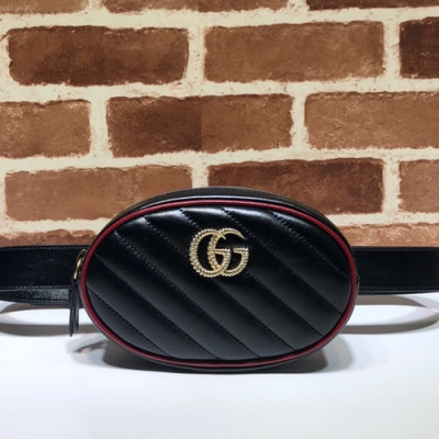 Gucci 2020 Marmont Matlase Leather Belt Bag,18CM - 구찌 2020 마몬트 마틀라세 레더 벨트백 ,476434 ,GUB1018,18CM,블랙