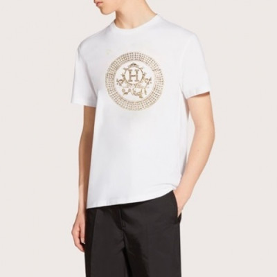 Hermes 2020 Mens Crew-neck Silket Short Sleeved Tshirts - 에르메스 2020 남성 크루넥 실켓 반팔티 Her0407x.Size(m - 2xl).화이트