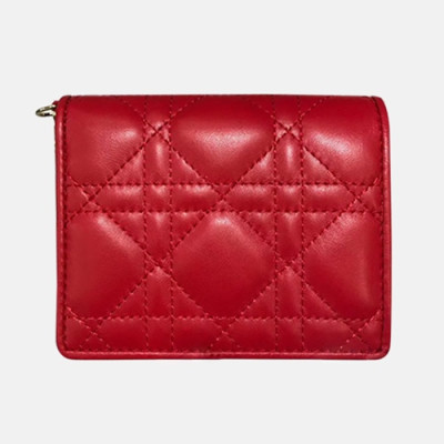Dior 2020 Ladies Leather Wallet,11cm - 디올 2020 여성용 레더 반지갑  DIOW0016 ,11CM,레드