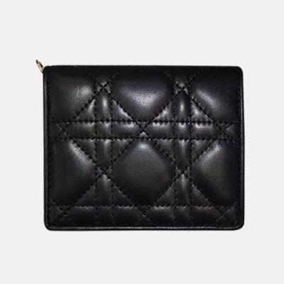 Dior 2020 Ladies Leather Wallet,11cm - 디올 2020 여성용 레더 반지갑  DIOW0020 ,11CM,블랙