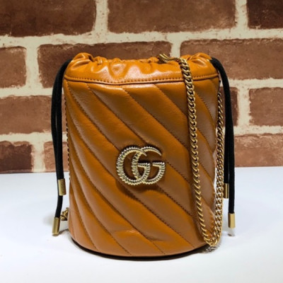 Gucci 2020 GG Marmont Mini Women Bucket Chain Shoulder Bag,19CM - 구찌 2020 GG 마몬트 미니 여성용 버킷 체인 숄더백, 575163,GUB1023,19CM,옐로우