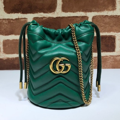 Gucci 2020 GG Marmont Mini Women Bucket Chain Shoulder Bag,19CM - 구찌 2020 GG 마몬트 미니 여성용 버킷 체인 숄더백, 575163,GUB1026,19CM,그린