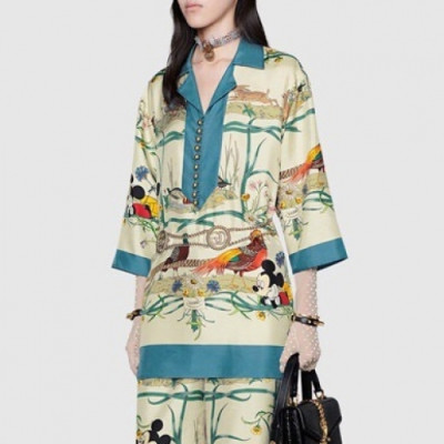 [구찌]Gucci 2020 Womens Silk Short Sleeved Tshirts - 구찌 2020 여성 실크 반팔 티셔츠 Guc02412x.Size(s - l).아이보리