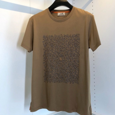 Hermes 2020 Mens Crew-neck Silket Short Sleeved Tshirts - 에르메스 2020 남성 크루넥 실켓 반팔티 Her0414x.Size(m - 2xl).카멜