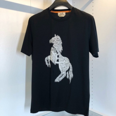 Hermes 2020 Mens Crew-neck Silket Short Sleeved Tshirts - 에르메스 2020 남성 크루넥 실켓 반팔티 Her0417x.Size(m - 3xl).블랙