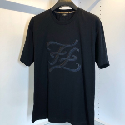 [펜디]Fendi 2020 Mens Logo Casual Silket Short Sleeved Tshirts - 펜디 2020 남성 로고 캐쥬얼 실켓 반팔티 Fen0644.Size(s - 2xl).블랙