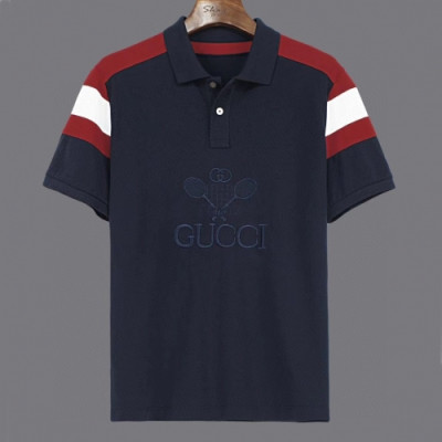 [매장판]Gucci 2020 Mens Logo Cotton Polo Short Sleeved Tshirts - 구찌 2020 남성 로고 폴로 코튼 반팔티 Guc02422x.Size(m - 2xl).네이비