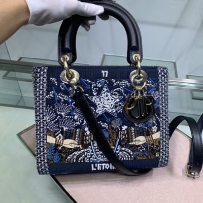 Dior 2020 Lady Dior Tote Shoulder Bag,24CM - 디올 2020 레이디 디올 토트 숄더백 DIOB0507,24CM,네이비(금장)