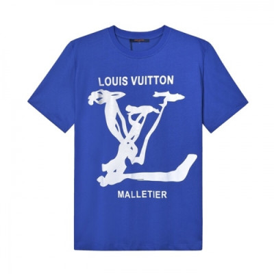 [루이비통]Louis vuitton 2020 Mens Crew-neck Cotton Short Sleeved Tshirts - 루이비통 2020 남성 크루넥 코튼 오버사이즈 반팔티 Lou01749x.Size(s - xl).블루