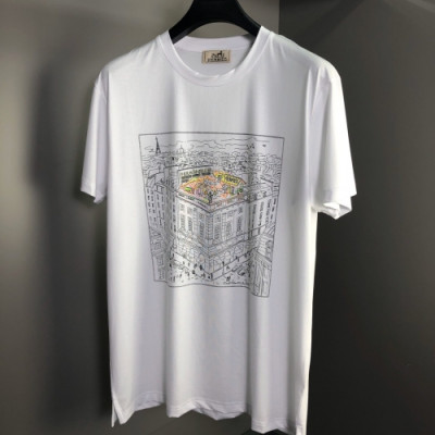 Hermes 2020 Mens Crew-neck Silket Short Sleeved Tshirts - 에르메스 2020 남성 크루넥 실켓 반팔티 Her0425x.Size(m - 2xl).화이트