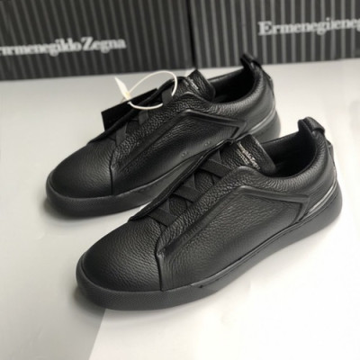 Ermenegildo Zegna  2020 Mens Leather Sneakers - 에르메넬질도 제냐 2020 남성용 레더 스니커즈 ZEGS0034.Size(245 - 270).블랙