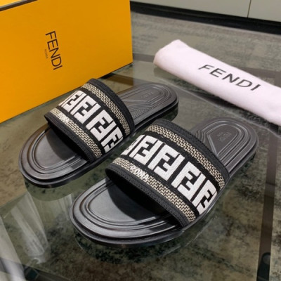 Fendi 2020 Mens Leather & Knit Slipper - 펜디 2020 남성용 레더 &니트 슬리퍼 FENS0322,Size(240 - 270).블랙