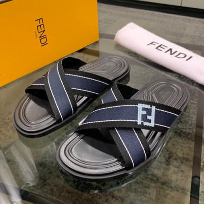 Fendi 2020 Mens Leather & Knit Slipper - 펜디 2020 남성용 레더 &니트 슬리퍼 FENS0325,Size(240 - 270).블랙블루