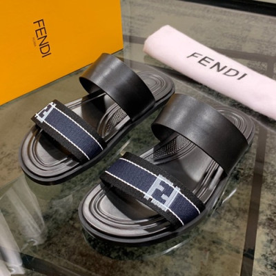 Fendi 2020 Mens Leather & Knit Slipper - 펜디 2020 남성용 레더 &니트 슬리퍼 FENS0327,Size(240 - 270).블랙블루