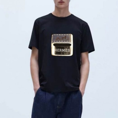 Hermes 2020 Mm/Wm Logo Cotton Short Sleeved Tshirts - 에르메스 2020 남자 로고 코튼 오버사이즈 반팔티 Her0428x.Size(m - 2xl).블랙