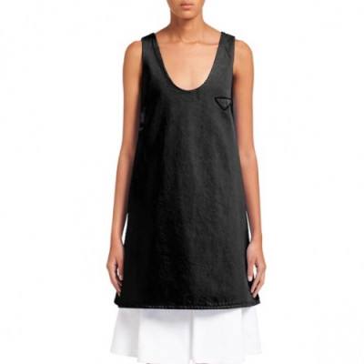 [프라다]Prada 2020 Womens Basic Logo Cotton Sleeveless shirts  - 프라다 2020 여성 베이직 로고 코튼 나시 Pra01009x.Size(s - l).그레이