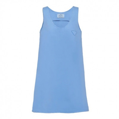 [프라다]Prada 2020 Womens Basic Logo Cotton Sleeveless shirts  - 프라다 2020 여성 베이직 로고 코튼 나시 Pra01024x.Size(s - l).블루