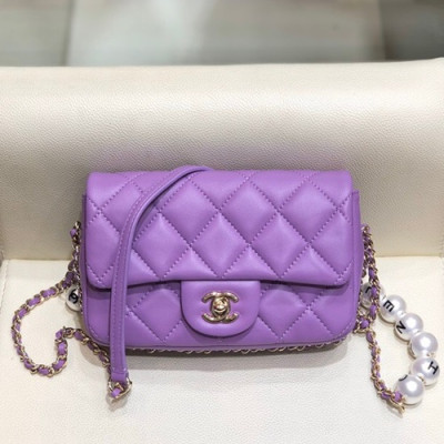 Chanel 2020 Leather Chain Cross Bag,18CM - 샤넬 2020 레더 체인 크로스백,CHAB1415,18CM,퍼플