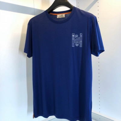 Hermes 2020 Mens Crew-neck Silket Short Sleeved Tshirts - 에르메스 2020 남성 크루넥 실켓 반팔티 Her0432x.Size(m - 2xl).블루