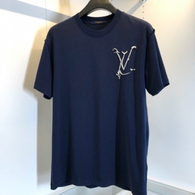 [루이비통]Louis vuitton 2020 Mens Crew-neck Silket Short Sleeved Tshirts - 루이비통 2020 남성 크루넥 실켓 오버사이즈 반팔티 Lou01755x.Size(m - 2xl).네이비