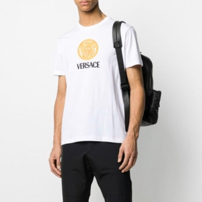 [베르사체]Versace 2020 Mens Logo Silket Short Sleeved Tshirts - 베르사체 2020 남성 메두사 실켓 반팔티 Ver0597x.Size(s - 3xl).화이트