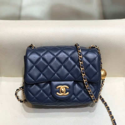 Chanel 2020 Leather Chain Cross Bag,18CM - 샤넬 2020 레더 체인 크로스백,CHAB1418,18CM,네이비