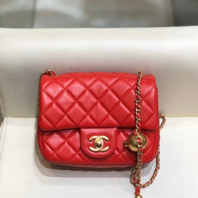 Chanel 2020 Leather Chain Cross Bag,18CM - 샤넬 2020 레더 체인 크로스백,CHAB1422,18CM,레드