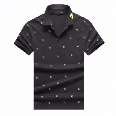 [펜디]Fendi 2020 Mens Logo Casual Silket Polo Short Sleeved Tshirts - 펜디 2020 남성 로고 캐쥬얼 실켓 폴로 반팔티 Fen0666x.Size(m - 3xl).블랙