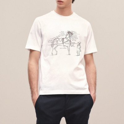 Hermes 2020 Mens Crew-neck Silket Short Sleeved Tshirts - 에르메스 2020 남성 크루넥 실켓 반팔티 Her0437x.Size(m - 2xl).화이트