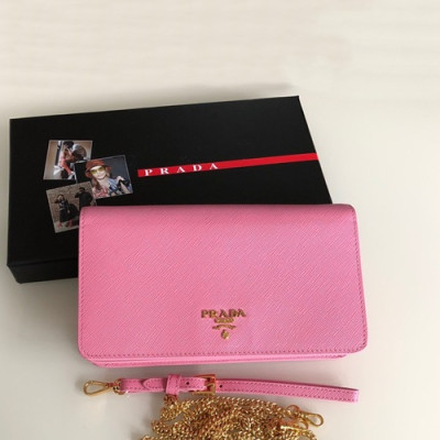 Prada 2020 Leather Chain Shoulder Cross Bag / Clutch Bag ,18.5CM - 프라다 2020 레더 체인 숄더 크로스백 / 클러치백 ,1HZ029-1,18.5CM,핑크