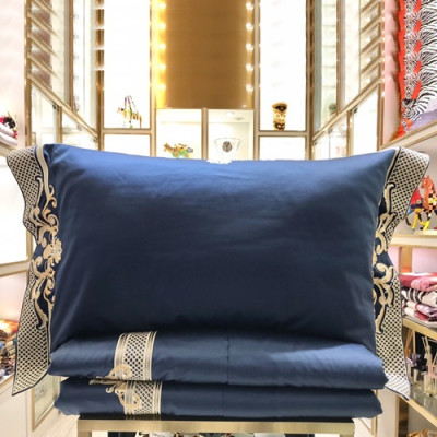 Hermes 2020 Supima Cotton &  Embroidery Bedding 4 Set - 에르메스 2020 수피마 코튼 & 자수 침구 4종 세트, BEDS0005,다크블루