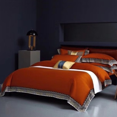 Hermes 2020 Supima Cotton & Slik Bedding 4 Set - 에르메스 2020 수피마 코튼 & 실크 4종 세트, BEDS0060,오렌지브라운