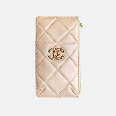 Chanel 2020 Ladies Wallet / Coin Purse / Card Purse / Phone Case - 샤넬 2020 여성용 레더 장지갑  / 동전지갑 / 카드지갑 / 휴대폰 케이스,CHAW0084,베이지