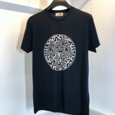 Hermes 2020 Mens Crew-neck Silket Short Sleeved Tshirts - 에르메스 2020 남성 크루넥 실켓 반팔티 Her0445x.Size(m - 2xl).블랙