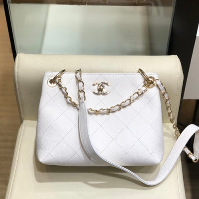 Chanel 2020 Leather Chain Shoulder Bag,22CM - 샤넬 2020 여성용 레더 체인 숄더백,CHAB1443,22CM,화이트