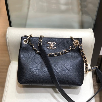 Chanel 2020 Leather Chain Shoulder Bag,22CM - 샤넬 2020 여성용 레더 체인 숄더백,CHAB1445,22CM,블랙