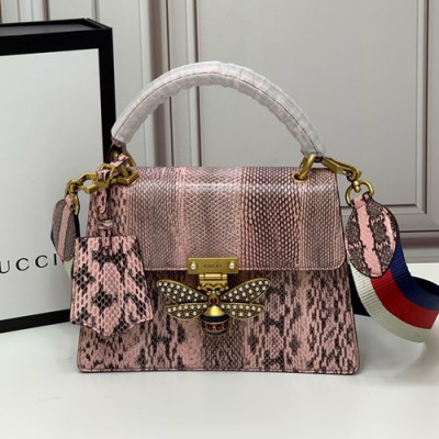 Gucci 2020 GG Queen Margaret Leather Tote Shoulder Bag,25.5CM - 구찌 2020 GG 퀸 마가렛 가죽 꿀벌 토트 숄더백 476541,GUB1086,25.5cm,핑크