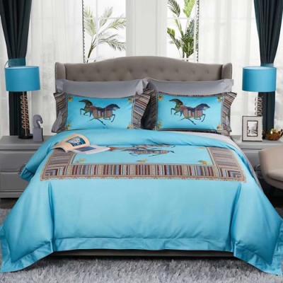 Hermes 2020 Supima Cotton Bedding 4 Set - 에르메스 2020 수피마 코튼 4종 세트, BEDS0125,블루